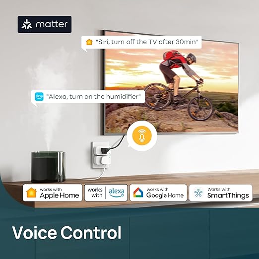 Linkind Matter Smart Plug with LED Night Light, Work with Alexa, Apple Home, Google, Smart Outlet 15A/1800W, Dusk to Dawn, Plug in Wall, Timer&Schedule, ETL&FCC Certified, 2.4GHz Wi-Fi Only, 4 Pack