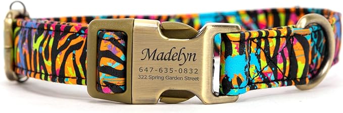 Personalized Dog Collar with Name and Phone Number Engraved,Adjustable Custom Puppy Collar,Organic Cotton Pet Collar for Small Medium Large Boy Girl Dogs