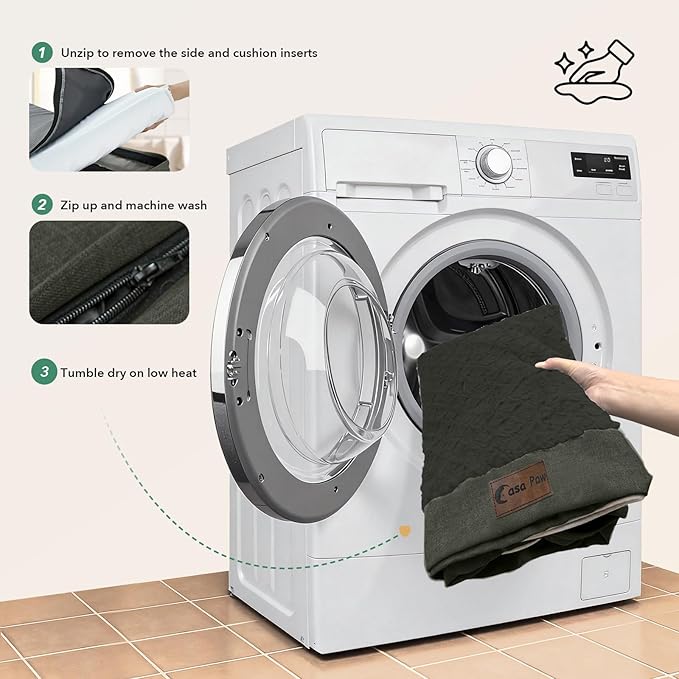 Orthopedic Dog Beds for Extra Large Sized Dogs, Waterproof Memory Foam XL Pet Bed with Sides 42x30Inch, Non-Slip and Egg-Crate Foam Big Dog Couch Bed with Removable Washable Cover, Dark Green