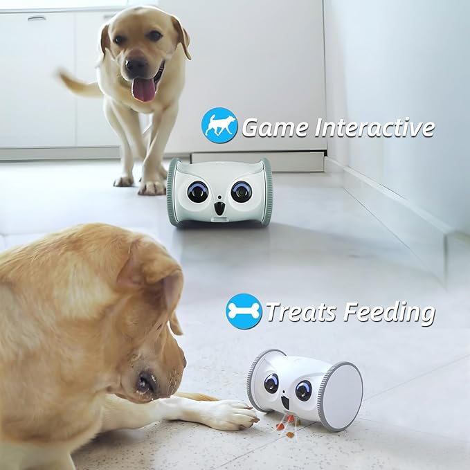 Owl Robot,Pet Camera Treat Dispenser Interactive Toy for Dogs Cats with Remote Phone App Control