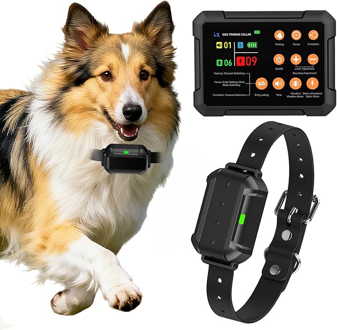 Wireless Fence for 3 Dogs Radar Wireless Dog Fence, 10–120ft Adjustable Boundary, IPX7 Waterproof Dog Collar, Beep/Vibration/Shock Collar, Dog Fence Outdoor for Yard (1 Collar)