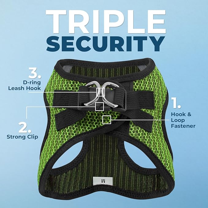 Voyager Step-in Air All Weather Mesh Harness and Reflective Dog 5 ft Leash Combo with Neoprene Handle, for Small, Medium and Large Breed Puppies by Best Pet Supplies - Lime Green (Leash Bundle), L