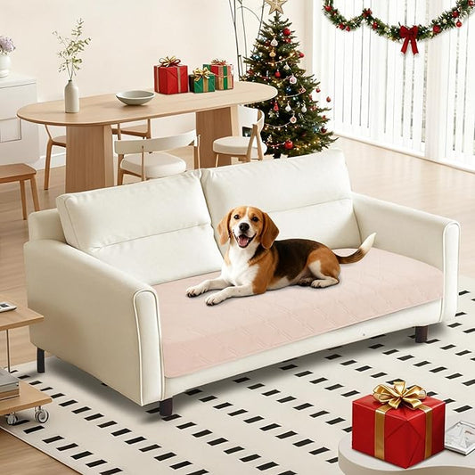 Waterproof Dog Bed Cover Pet Blanket, Soft Couch Cover for Dogs Washable, Non-Slip Dog Blanket Protect Furniture Couch Sofa Car for Puppy Large Dogs Cat (30x53 Inch, Beige)