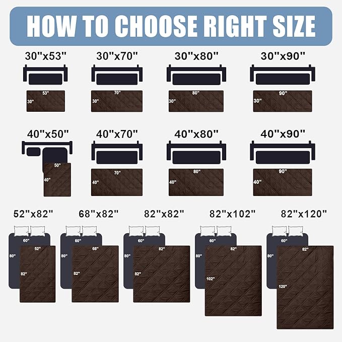 Smiry Waterproof Dog Bed Cover Pet Blanket, Soft Washable Dog Blanket for Furniture Bed Couch Sofa Reversible, Checkered (30"x90", Chocolate/Dark Grey)