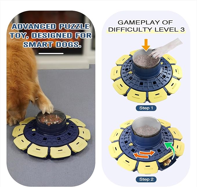 KADTC U.S Brand & Design Difficult Levels 3 IN 1 Extra-Large Size Expert Dog Puzzle Toy Treat Puzzles Food Feeder for Small/Medium/Large Smart Dogs Hard Mental Stimulation Toys Christmas New Year Gift