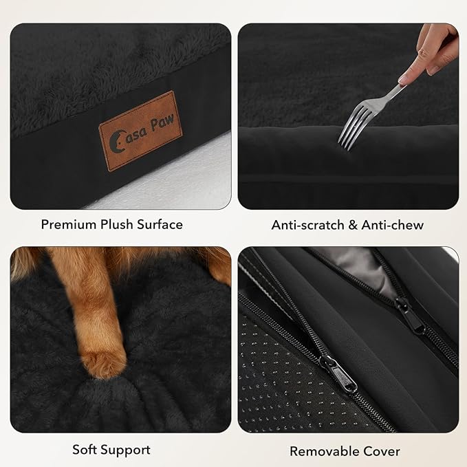 Orthopedic Dog Beds for Extra Large Dogs, Waterproof Egg Crate Foam XL Dog Bed with Sides 48x30Inch, Big Dogs Couch Beds with Removable Washable Cover and Nonskid Bottom, Black
