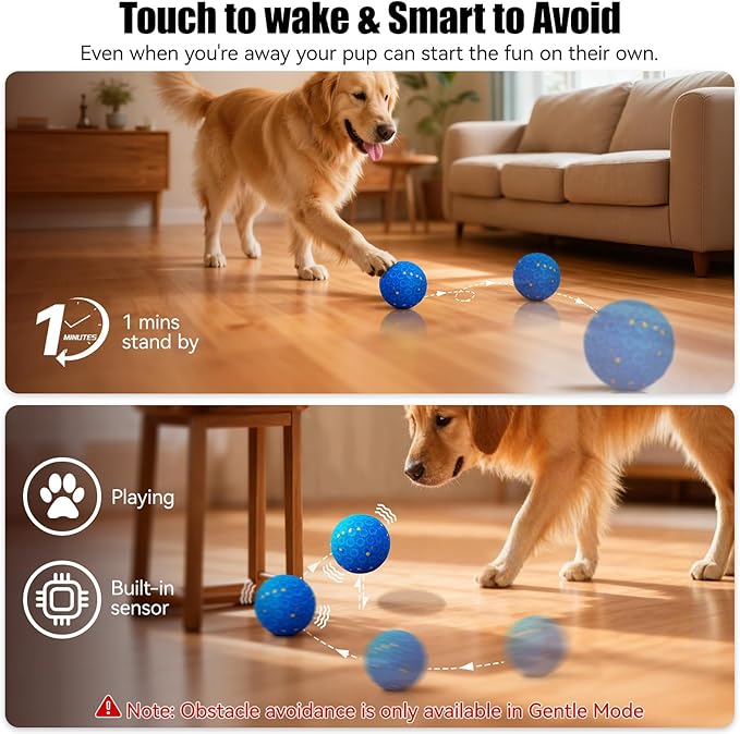 Smart Interactive Dog Toys for Aggressive Chewers, Self-Moving Chew Proof Dog Ball with Automatic Vibrating, IP54 Waterproof & E-TPU Material - Boredom & Training for Medium/Large Dogs