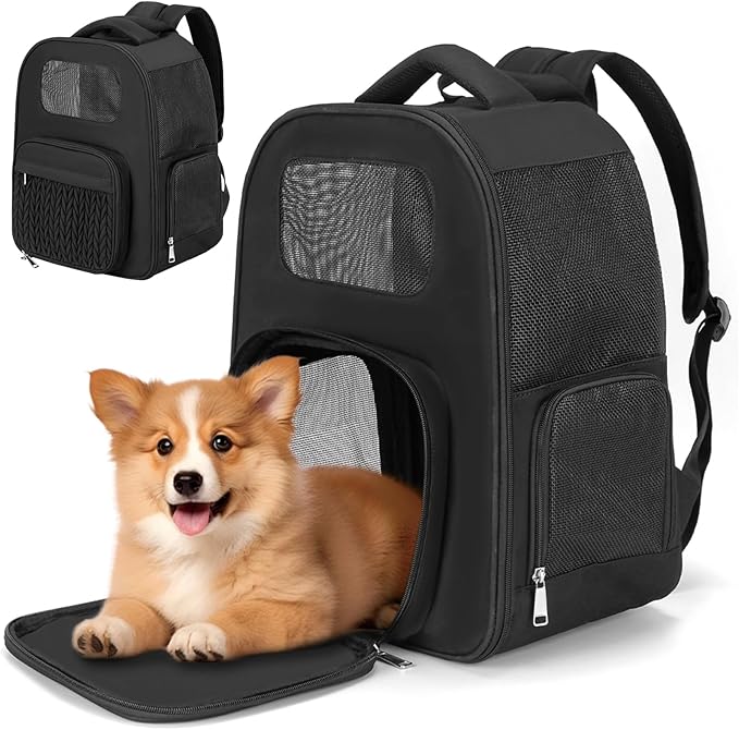 Pet Backpack Carrier for Small Dogs Cats, Airline Approved Travel Bag with Breathable Mesh, Lightweight Foldable Dog Carrier Backpack for Puppies & Kittens up to 15 lbs