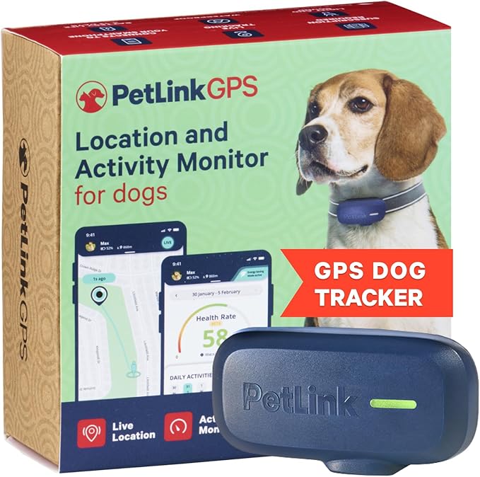 PetLink GPS Dog Tracker - Real-time Pet Tracker Collar - Waterproof Dog GPS Tracker with Virtual Fence
