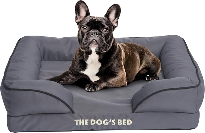 The Dog’s Bed, Orthopedic Standard Foam Waterproof Dog Bed with Standard Support, Medium Grey with Black Trim, Waterproof, Supportive Dog Bed with Replaceable Covers, Veterinary Approved