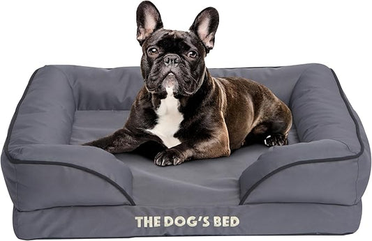 The Dog’s Bed, Orthopedic Standard Foam Waterproof Dog Bed with Standard Support, Medium Grey with Black Trim, Waterproof, Supportive Dog Bed with Replaceable Covers, Veterinary Approved