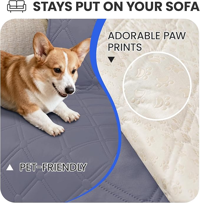 Waterproof Dog Bed Cover Pet Blanket, Soft Couch Cover for Dogs Washable, Non-Slip Dog Blanket Protect Furniture Couch Sofa Car for Puppy Large Dogs Cat (30x70 Inch, Grey Blue)