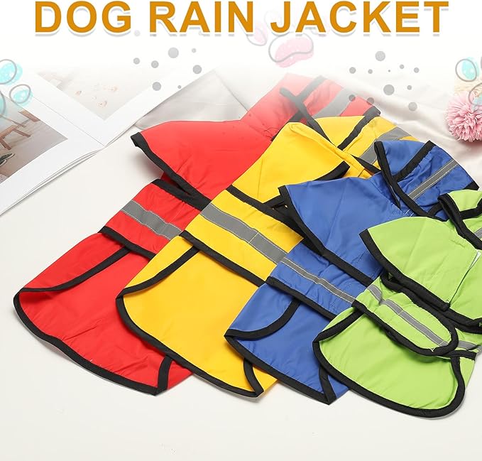 Dog Raincoat, Dog Rain Jacket Waterproof Jacket Reflective Adjustable Hooded Pet Rain Coat with Leash Hole, (Fluorescent Green, XL), Intended for Large Medium Small Puppies
