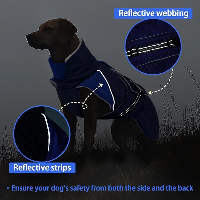 MIGOHI Warm Dog Jacket - Waterproof Small Dog Coat with Furry Collar, Windproof Dogs Fleece Vest, Reflective Cold Weather Coats for Small Dogs, Adjustable Buckle,Poodle,S,DarkBlue