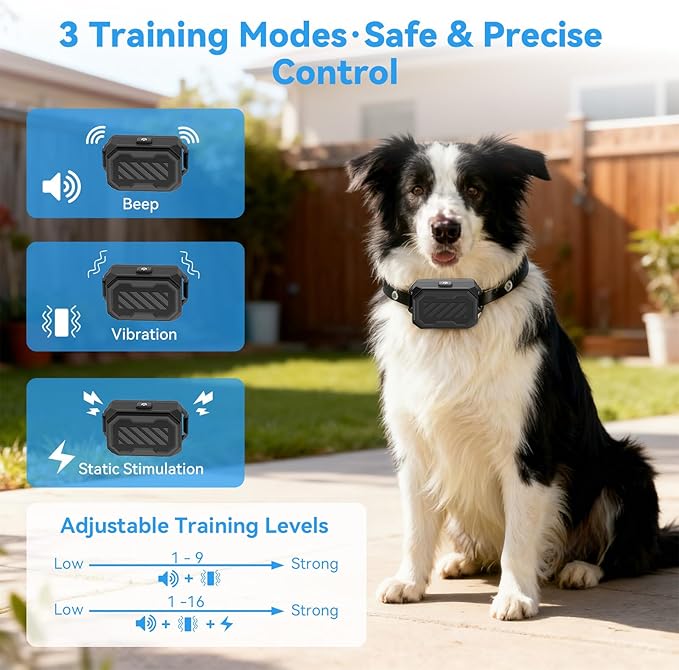 Wireless Dog Fence – Precise Signal 3-in-1 Boundary, Training & No-Go Zone System, Waterproof Collar, 10–120 ft Adjustable Range, 2600 ft Remote, for Indoor & Yard Use, Fits 10–120 lb Dogs