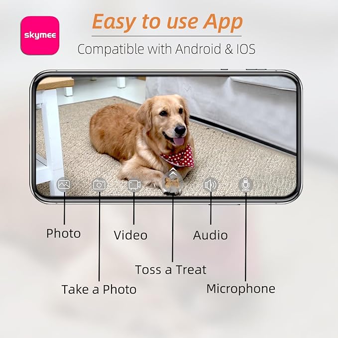 Petalk AI Dog Camera Automatic Treat Dispenser, 5G&2.4G WiFi HD Pet Camera, Remote Treat Tossing