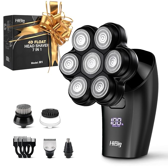 Head Shavers for Bald Men - 7D Arc Electric Razor with Magnetic Detachable Head, Waterproof Wet Dry 5-in-1 Electric Shaving & Grooming Kit, LED Display Rechargeable Head & Body Hair Shaver