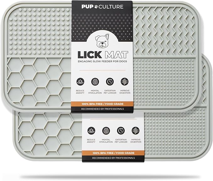 Pup Culture Dog Lick Mat for Dogs (2 Pack), Feeding Pad for Anxious Pets Plus 4 Different Puzzles for Mental Stimulation for Dogs - Supports Mental, Dental, and Digestive Health - Heavy Duty