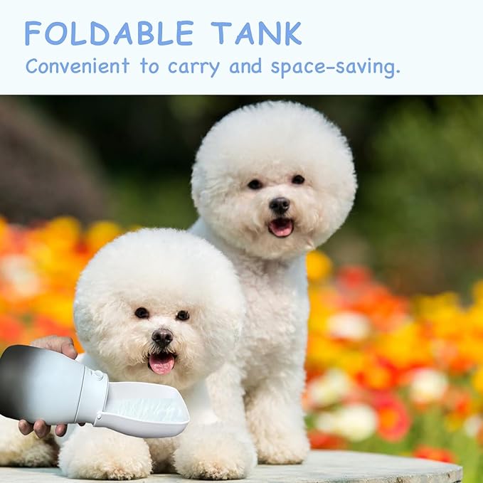 Portable Dog Water Bottle, Food Grade Plastic Dog Travel Water Bottle, Leak-Proof Puppy Water Bowl Dispenser for Outdoor, Dog Walking Accessories, Gifts for Dogs(10Oz, Black&White)