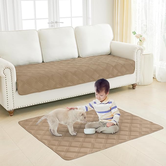 Smiry Waterproof Dog Bed Cover Blanket 40x70, Soft Reversible Pet Blanket, Washable Leakproof Cats Dogs Couch Cover for Sofa, Couch, Furniture, Lattice, Camel/Camel