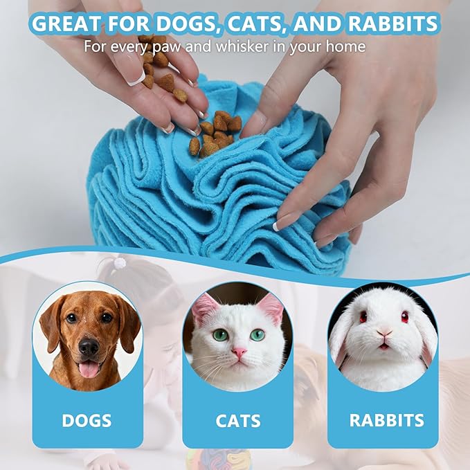 Blue Snuffle Ball for Dogs, Bright Color Slow Feeder Interactive Toy, Mental Enrichment Puzzle Game for Anxiety Relief & Indoor Fun, Machine Washable for Small Medium Large Dogs