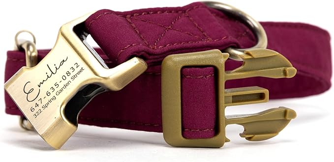 Personalized Dog Collar with Name and Phone Number Engraved,Adjustable Custom Puppy Collar,Organic Cotton Pet Collar for Small Medium Large Boy Girl Dogs