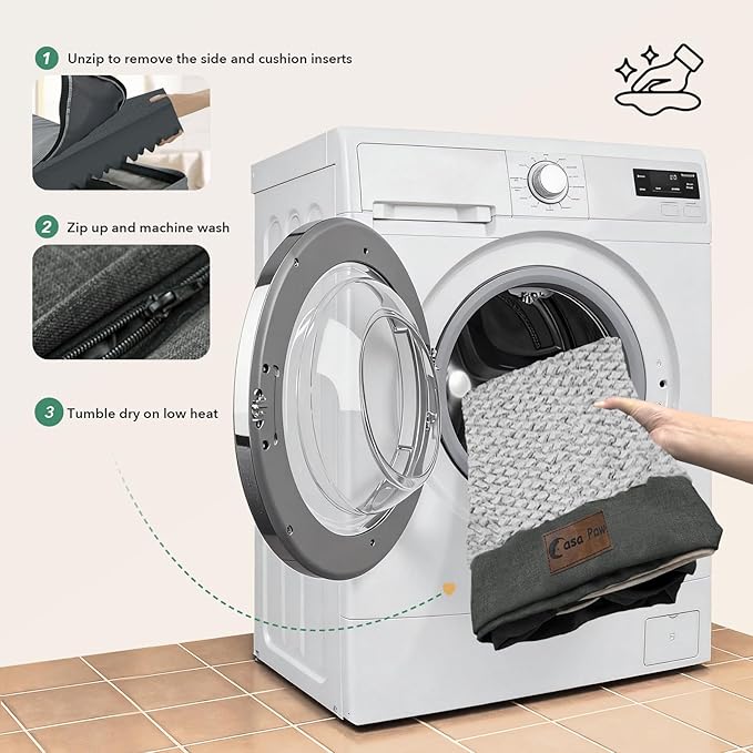 Orthopedic Dog Beds for Large Sized Dogs, Waterproof Memory Foam Large Pet Bed with Sides 35x22Inch, Non-Slip and Egg-Crate Foam Big Dog Couch Bed with Removable Washable Cover, Dark Grey