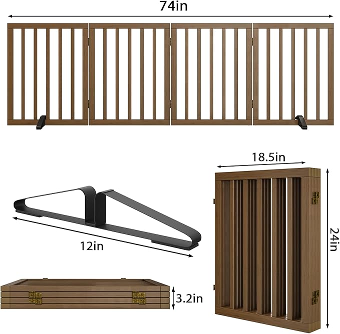 Dog Gate for Stairs,Foldable Dog Gate for Indoor Doorways House,Freestanding Pet Gates for Dogs,Doogie Puppy Fence Gate