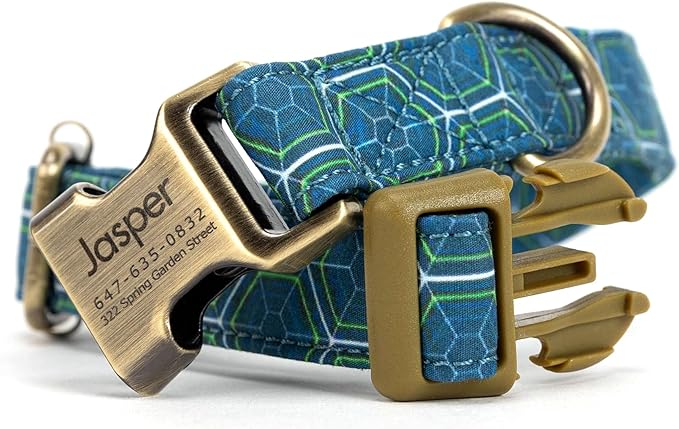 Personalized Dog Collar with Name and Phone Number Engraved,Adjustable Custom Puppy Collar,Organic Cotton Pet Collar for Small Medium Large Boy Girl Dogs