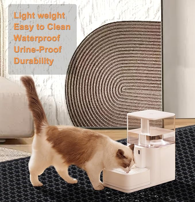 Cat Litter Mat,45"x32" Extra Large Cat Litter Box Mat,Honeycomb Double Layer Kitty Litter Trapping Mat,Soft EVA Material,Urine & Waterproof,Scatter Control,Easy Clean,Washable(Black)