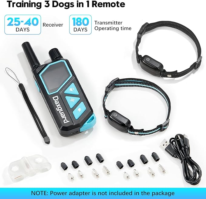 Dog Shock Collar with Remote-3300 Feet & IPX7 Waterproof Dog Training Collar -Beeper, Vibration, Safe Shock for 7-120lbs Large, Medium, Small Dogs, with Keypad Lock, Rechargeable Bark Collar（2Dogs