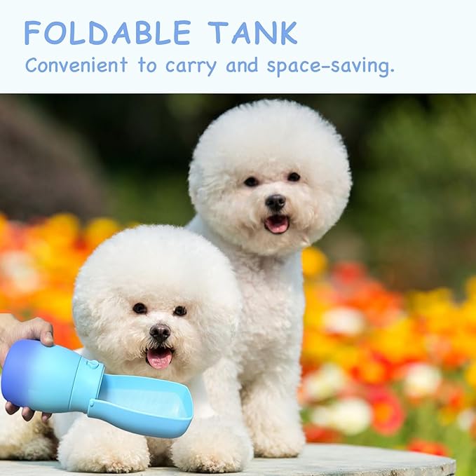 Dog Water Bottle Portable 10Oz - Food Grade Plastic Dog Travel Water Bowl Dispenser, Dog Travel Accessories, Water Bottle for Dogs Outdoor Walking Camping, Dogs Birthday Gifts (Blue)