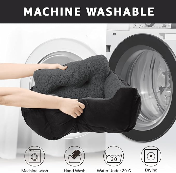 Dog Car Seat for Small Dogs,Washable Pet Booster Seats for Car with Clip-On Safty Leash, Reversible Puppy Carseat with Storage Pockets, Travel Carrier Bed for Dogs Under 25 lbs, Dark Grey