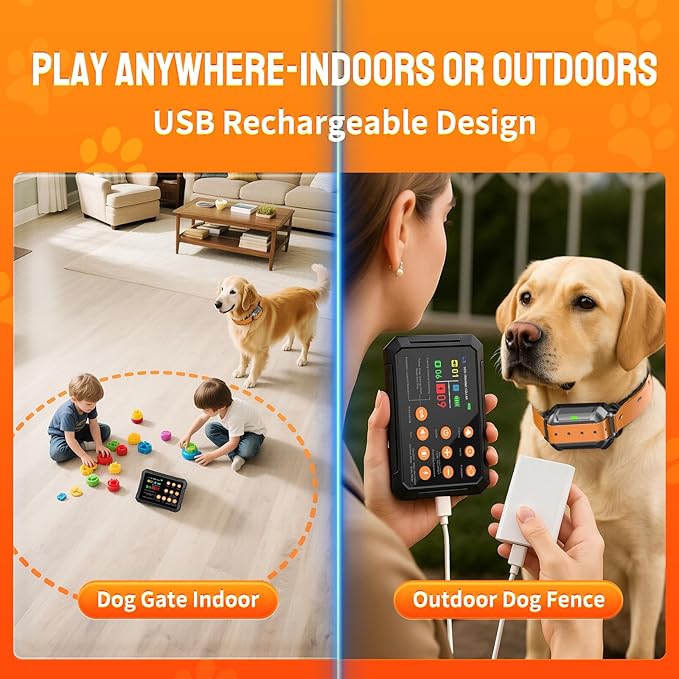 2025 New Model 3-in-1 Wireless Dog Fence System - Radar Dog Fence, Training Collar, No-Go Zones for Large/Medium Dogs | 1-Acre Coverage | Indoor/Outdoor Use | Real-Time Tracking (for 1 Dog)