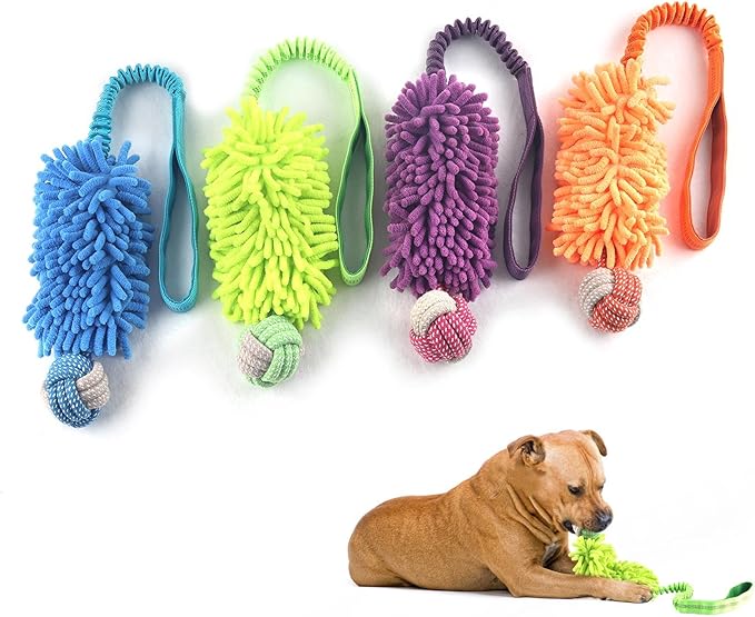 Dog Puppy Toys Dog Squeak Toys Plush Dog Toy with Dog Ropes Knots for Fun and Teeth Cleaning,Tug of War Toys, Puppy Chew Toys, Dog Rope Toys for Training Small, Large Dogs (Green, Dog Bite Ball Toy)