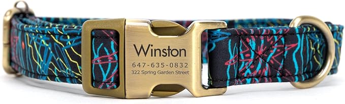 Personalized Dog Collar with Name and Phone Number Engraved,Adjustable Custom Puppy Collar,Organic Cotton Pet Collar for Small Medium Large Boy Girl Dogs