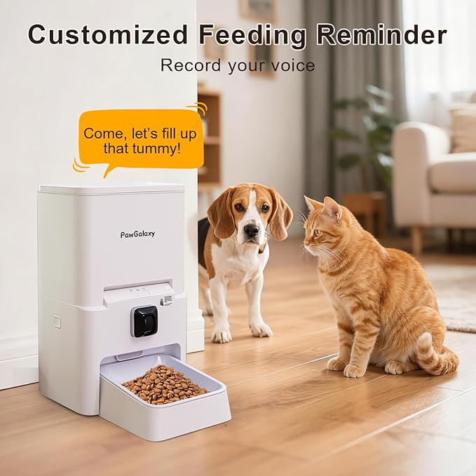 Automatic Cat Feeder with Camera, 1080P HD Night Vision 5G WiFi Smart Pet Feeder for Cats & Dogs – App Control, Timed Feeding, Portion Control, Two-Way Audio, Dual Power Supply
