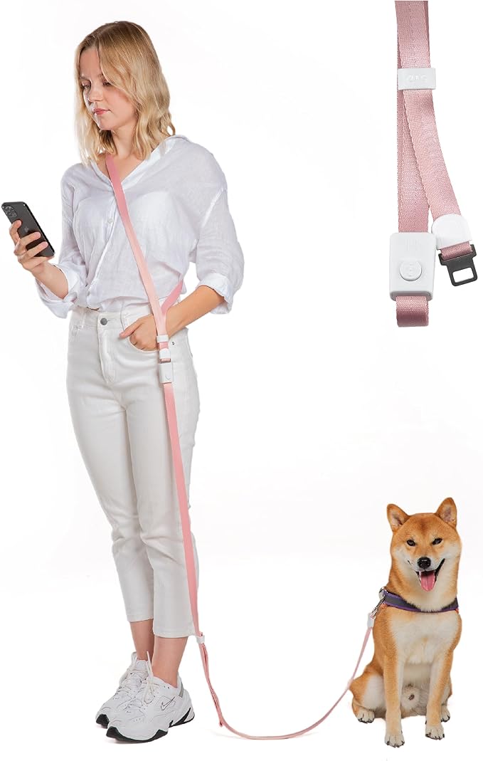SVD.PET 4-in-1 Hands Free Dog Leash, Versatile Crossbody Dog Waist Leash with Easy Release Buckle, Adjustable Waist Fit for Walking, Jogging and Running Your Pet (Pink)