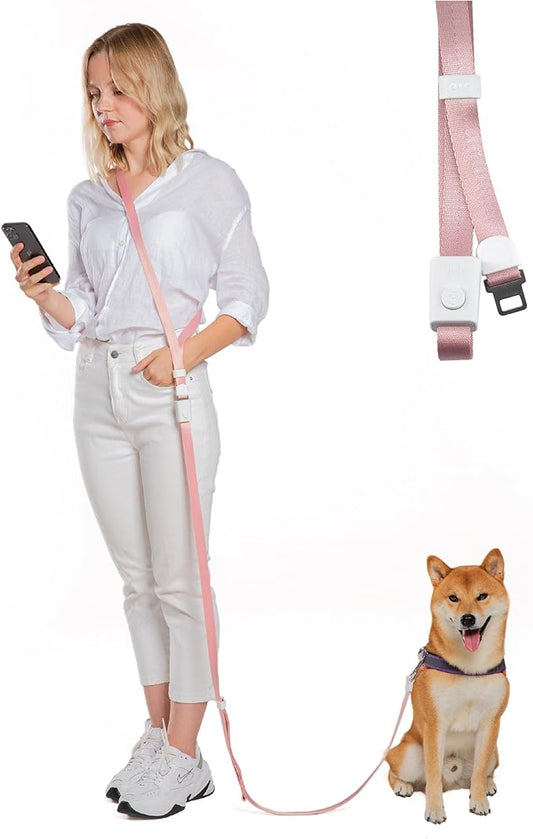 SVD.PET 4-in-1 Hands Free Dog Leash, Versatile Crossbody Dog Waist Leash with Easy Release Buckle, Adjustable Waist Fit for Walking, Jogging and Running Your Pet (Pink)