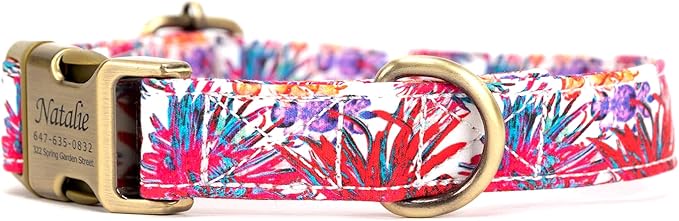 Personalized Dog Collar with Name and Phone Number Engraved,Adjustable Custom Puppy Collar,Organic Cotton Pet Collar for Small Medium Large Boy Girl Dogs
