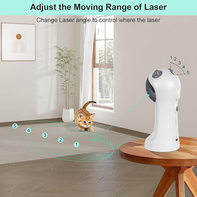 TBTeek Cat Toy Motion-Activated, Green Light, Rechargeable, Automatic Cat Toy with Rotating Red Light, 4 Speed Modes for Indoor Cats, Kittens & Dogs