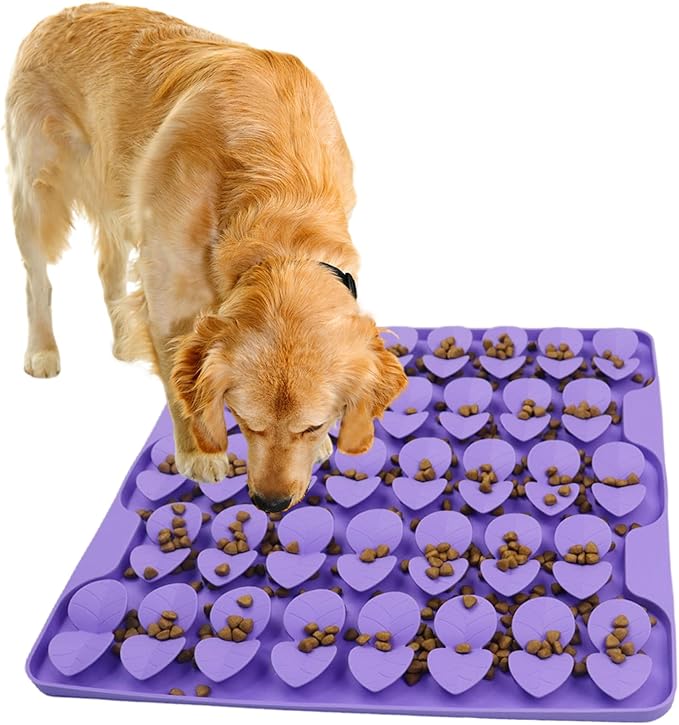 Dog Lick Mat & Snuffle Mat for Dogs – Slow Feeder Licking Mat with Suction Cups, Dog Enrichment Toys for Anxiety Relief, Training Smell & Natural Foraging, Slow Eating for Large Breed（Large Silicone ）