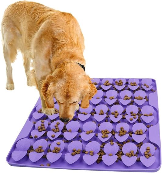 Dog Lick Mat & Snuffle Mat for Dogs – Slow Feeder Licking Mat with Suction Cups, Dog Enrichment Toys for Anxiety Relief, Training Smell & Natural Foraging, Slow Eating for Large Breed（Large Silicone ）