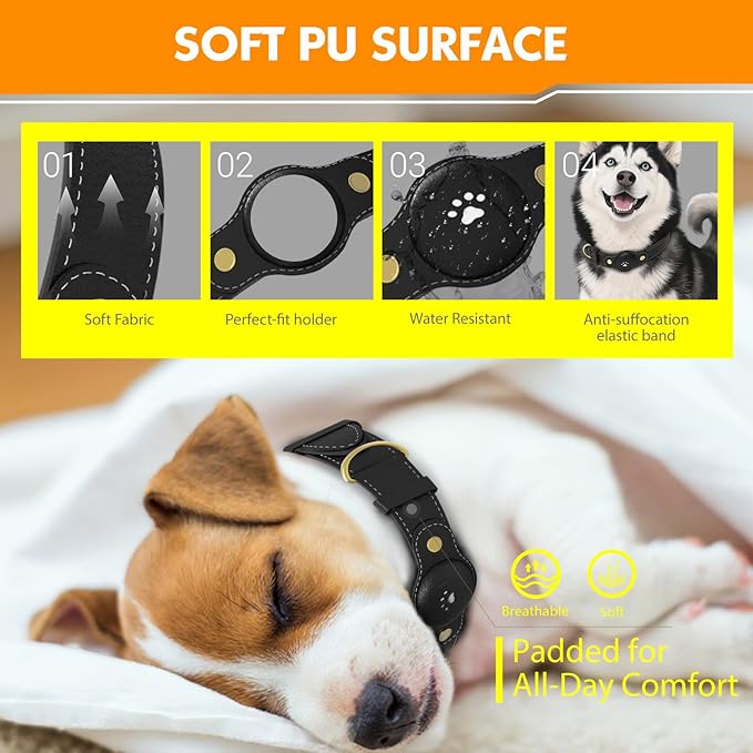 GPS Tracker for Dogs – Smart Dog Collar & Pet Tracker with Real-Time Location, No Monthly Fee, Unlimited Range (iOS Only) – Fits Small to Large Dogs(Locator Included) (Black)