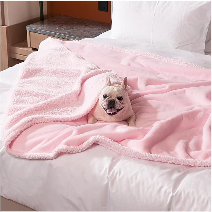 Waterproof Dog Blanket King Size Pet Bed Covers Reversible Fluffy Pink Puppy Blankets Leakproof Sofa Couch Washable Cover Cat Pet Blankets for Warm-XXL-85x85in