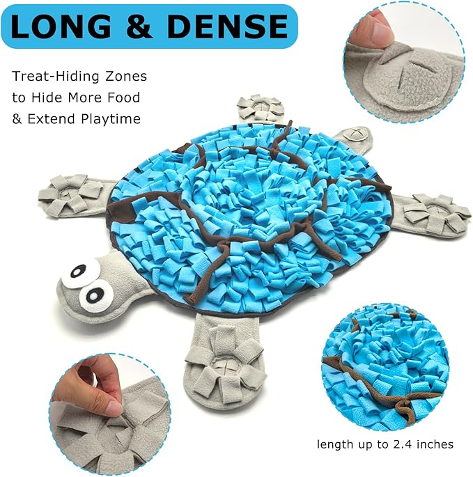 Snuffle Mat for Dogs, Tortoise-Themed Slow Feeder for Small/Middle/Large Breed, Durable Washable Portable Pet Feeding Mat, Nose Work Training Pad, Anxiety Relief & Mental Stimulation(M, Blue)