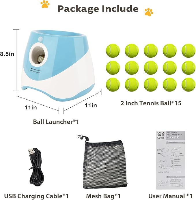 Automatic Dog Ball Launcher, 15 Mini Tennis Balls (2 inch),Ball Thrower Machine for Small Dogs Indoor & Outdoor