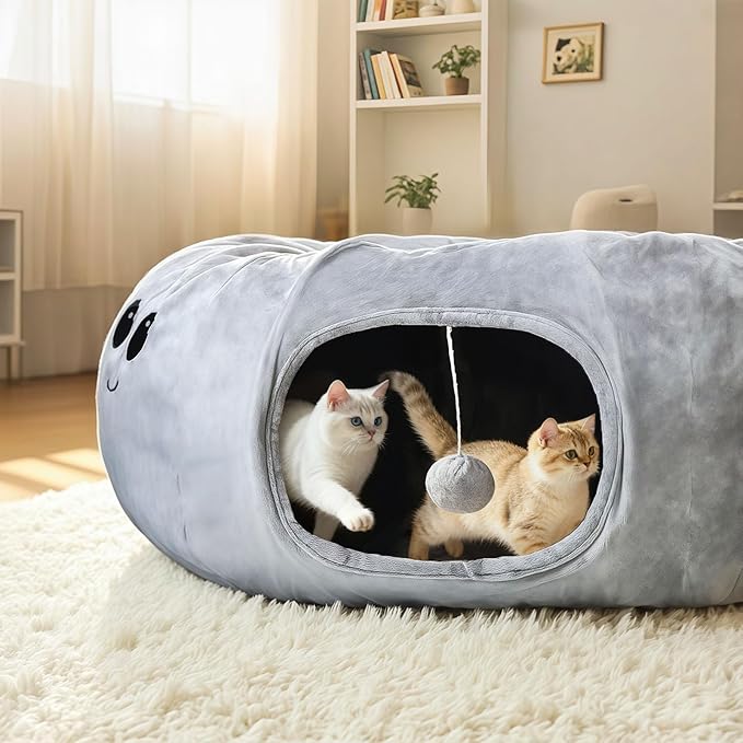 Cat Tunnel Bed for Indoor Cats, Peekaboo Cat Cave Bed, Cat Tunnel Christmas Tree Skirt, Octopus Shaped