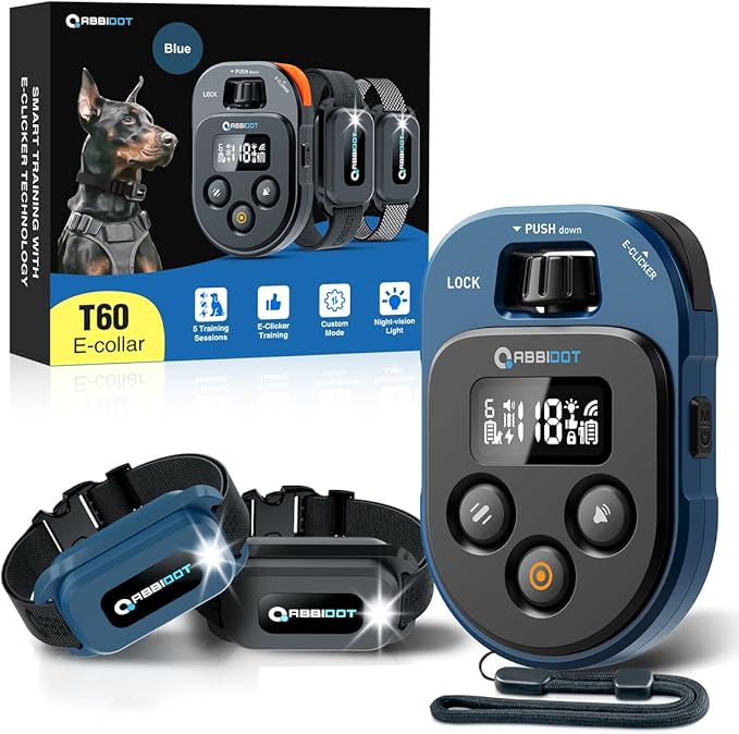 ABBIDOT Dog Shock Collar, 4500FT Dog Training Collar with Remote，IPX7 Waterproof Rating，6 Training Modes (Beep, Vibration, Safe Shock), Enhanced Night Light, Rechargeable E-Collar for Dogs 10-130 lbs
