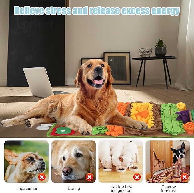 Snuffle Mat for Dogs Large Breed - 32'' X 20'' Washable Durable Sniff Mat for Slow Feeding Training, Enrichment Puzzle Toy for Mental Stimulation & Stress Relief
